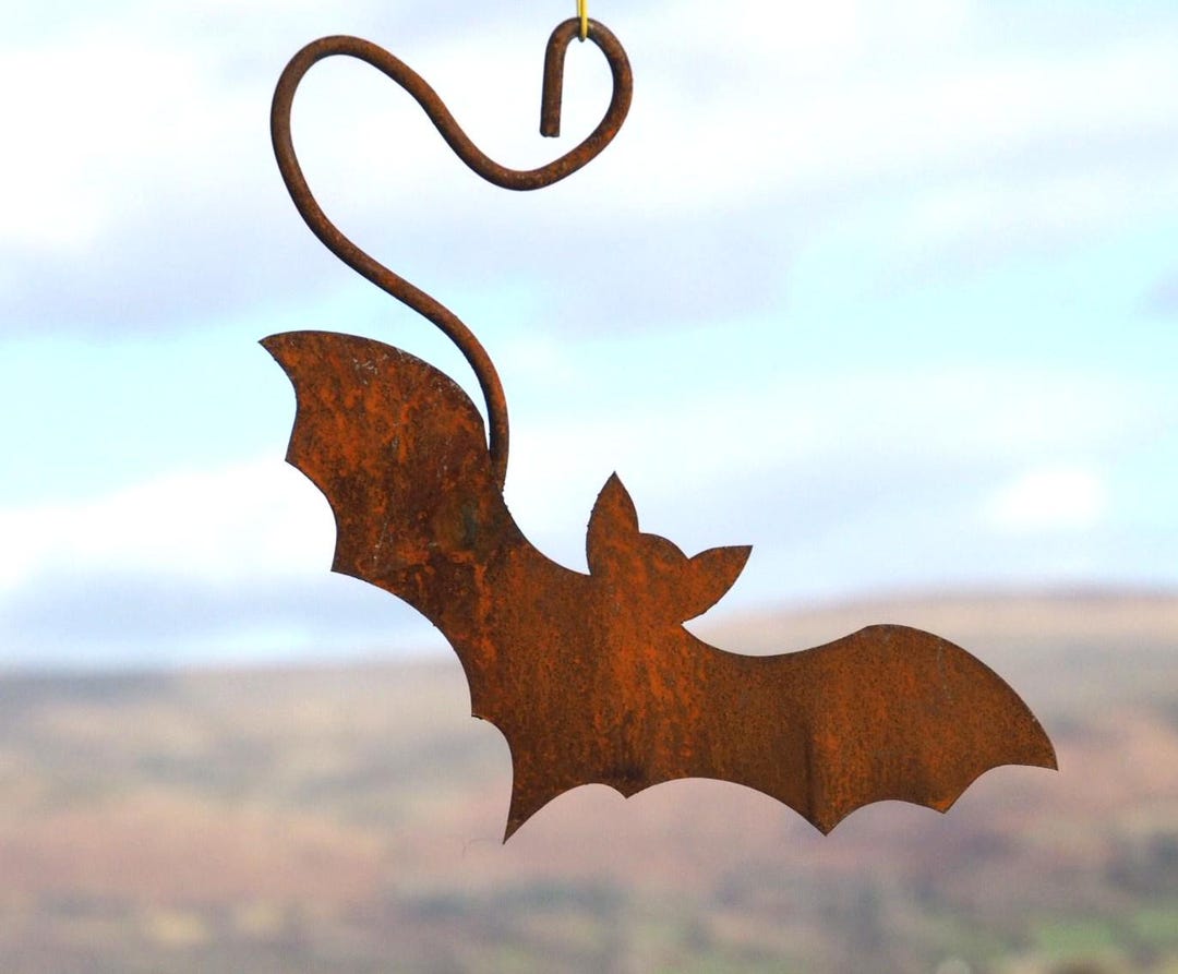 Metal Garden Decoration BAT Wall Hanging Sculpture Gift Rusty Rustic ...