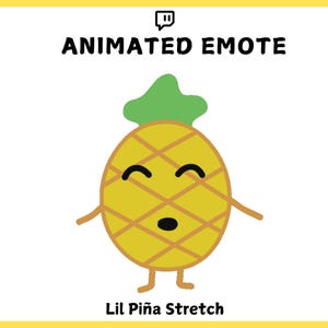 Animierte Emote, entzückende Stretching Ananas Emote für Streamer, Power Point Decks, Twitch, Discord, YouTube oder Kick, transparenten Hintergrund
