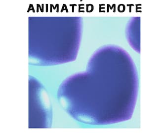 Emote de corazón animado, tierno emote de amor azul para streamers, emote 3D para Twitch, Discord, Kick y presentaciones, fondo transparente.