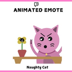 Emote de gato lindo, emote animado de Twitch, emote travieso de Discord, gato caótico para streamers, emote divertido para reacciones de chat, gato descarado