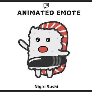 Geanimeerde Twitch-emote | Geanimeerde panieksushi-emote | Twitch, Discord en Kick | Eten mislukt, chaos, nood, help mij ⎮ Schattige kawaii-sushi