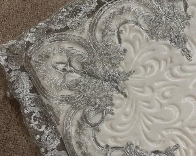 Translucent Lace Rugs Lace Bath Mat Set – Dark Grey and Cream – Non-slip, Soft, Machine ...