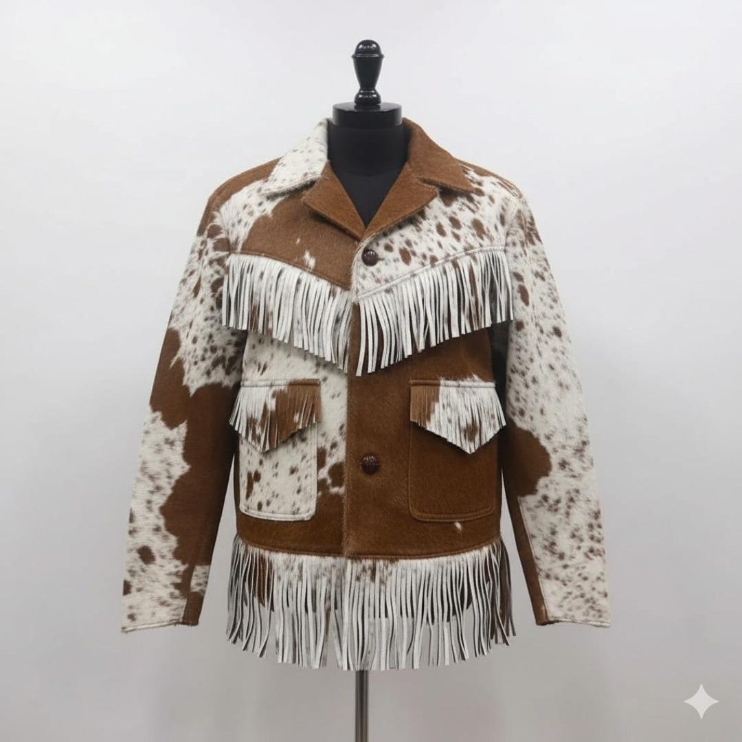Hair on Raw Cowhide Skin Leather Jacket, Genuine Cowhide Leather Jacket ...