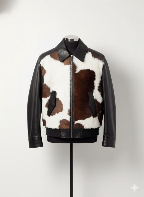 Women Leather Jacket Rawhide cow hair leather jacket, Genuine Cowhide Leather Jacket for Women