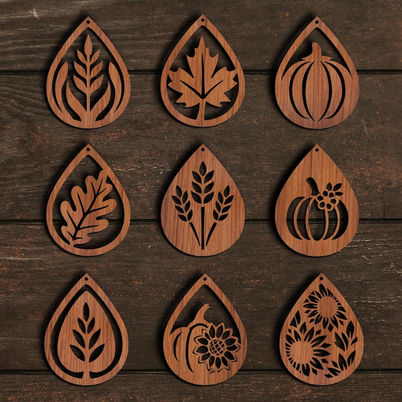Fall Earring SVG Bundle: 20 Laser Cut Autumn Designs (digital Download ...