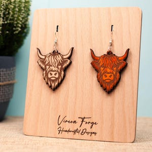 Highland Cow Earrings SVG: Laser Cut Farmhouse Jewelry Design (Digital Download)