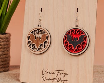 Crimson Nightwing Bat Earrings SVG – Halloween Laser Cut Design File (Digital Download)