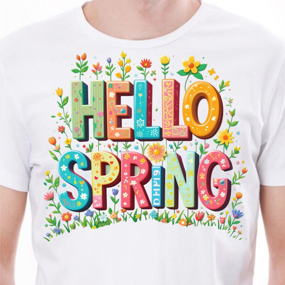Hello Spring PNG – Floral Clipart T-shirt Design (digital Download) - Etsy