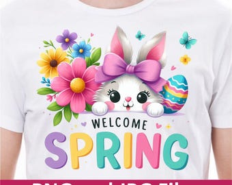 Watercolor Easter Bunny T‑Shirt Design – Spring Bunny PNG Digital Download