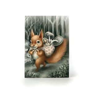 The Little Squirrel - 5 x 7 Mini Art Print - by Mab Graves