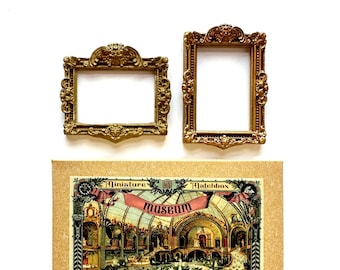 Original miniature frame set - set of two ornate  miniature original art frames - by Mab Graves
