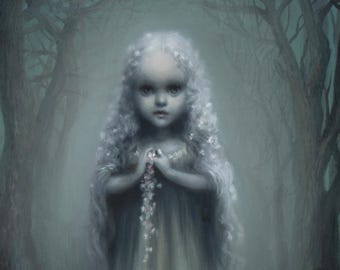 The Haunted Forest - Signed - limited edition - 8x10  -Pop Surrealism Fine Art Print - by Mab Graves
