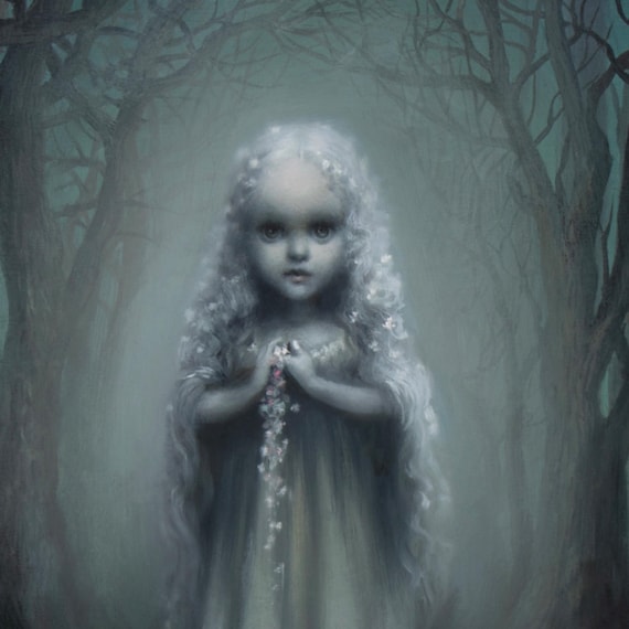 The Haunted Forest - Signed - limited edition - 8x10  -Pop Surrealism Fine Art Print - by Mab Graves