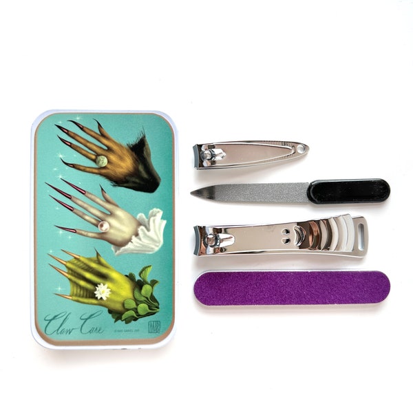 Claw Care Kit- On the Go Manicure Kit - Four Piece-pocket sized Nail Grooming Tin-Mab Graves