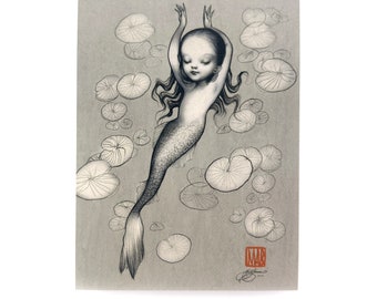 Mermaid Dreams- 5 x 7 Mini Art Print - by Mab Graves