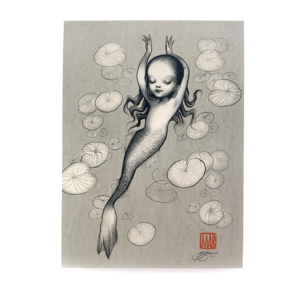 Mermaid Dreams- 5 x 7 Mini Art Print - by Mab Graves