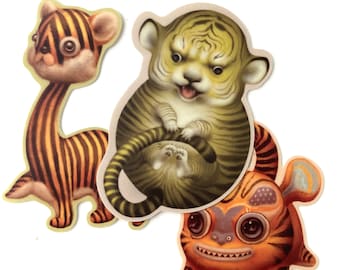 Year of the Tiger sticker trio -  3 matte vinyl tiger stickers - by Mab Graves
