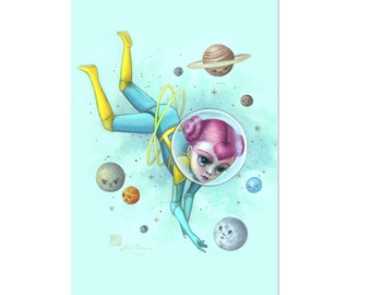 Andromeda and the Petulant Planets - 4 x 5.75 Mini Art Print by Mab Graves - unframed