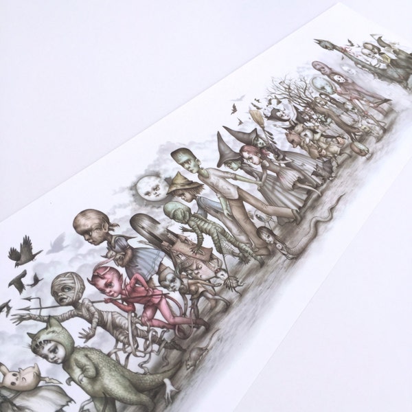 Last ONE The Monsters Parade - Open Edition offset press 7x24 print by Mab Graves -unframed