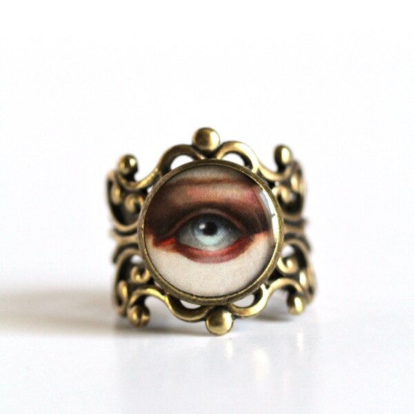 LAST ONE Mourning Ring - Lovers Eye - special edition printed adjustable cameo ring by Mab Graves