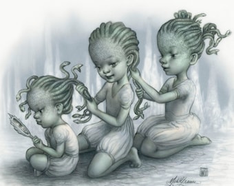 Medusa's Sisters - Mab's Drawlloween Club 5 x 7 Mini Art Print by Mab Graves