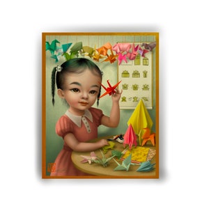 Paper Frogs -  8x10 Pop Surrealism Fine Art Print signed open edition- by Mab Graves