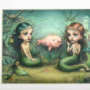 The Arrival of the Blobfish King- 8x11 Pop Surrealism Fine Art Print signed open edition- by Mab Graves