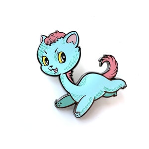 Hell-O-Kitty - limited edition Dinokitty enamel pin by Mab Graves