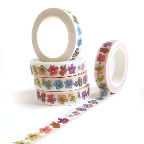 Last TWO Washi tape - Alice’s Flowers 5mm Washi Tape roll by Mab Graves