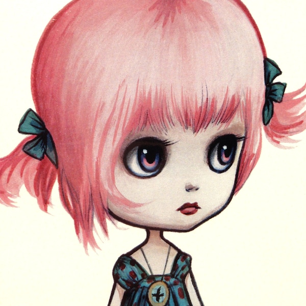 Last ONE Pinky Paperdoll - Full Color Blythe paper art doll - by Mab Graves