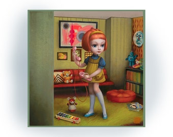 Hello?- 12x12 Limited Edition-signed numbered -Pop Surrealism Fine Art Print - by Mab Graves