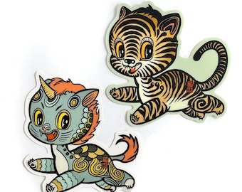 Haechi and Horangi Vinyl Sticker Set – Korean Mythical Creatures
