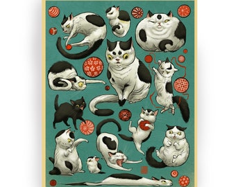 13 cats- 11 x 14 open edition, signed, fine art print by Mab Graves