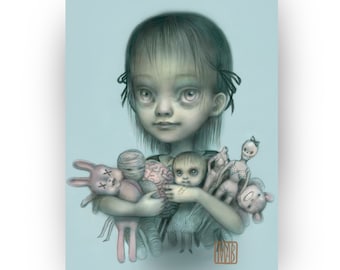 Zombie Dolly Collector - Mab's Drawlloween Club 5 x 7 Mini Art Print by Mab Graves