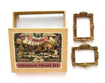 Original miniature frame set - set of two ornate  miniature original art frames - by Mab Graves