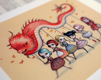 LAST ONE - The Dragon Dancers - Signed Limited Edition  8x10  Fine Art Print - by Mab Graves - unframed