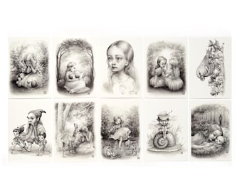 The Changeling-micro portfolio-complete mini print  Set-(10) 5x7 - a Faerie Tale by Mab Graves