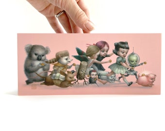 The Piggy bank Parade -8.5x4 -Mini Art Print by Mab Graves