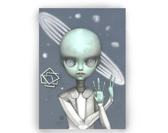 The Little Extraterrestrial Girl- 5 x 7 Mini Art Print - by Mab Graves