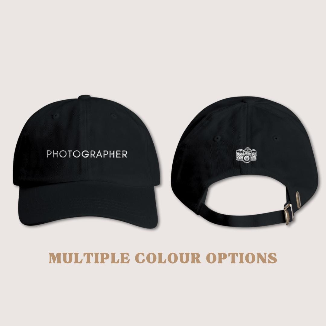Photographer Hat Embroidered Camera Cap Photographer Gift Idea for Photographer Lifestyle Baseball Dad Hat Dark Color for Photography Lover