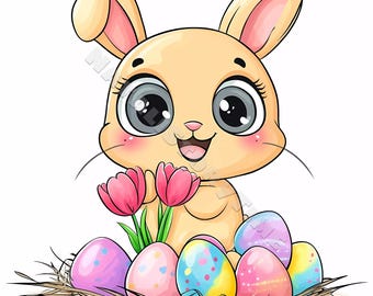 Grappige paashaas Pasen clipart Pasen ontwerp 10 JPG afdrukbare aquarel, hoogwaardige JPG's, Papercraft Junk Journal, Digital Craft