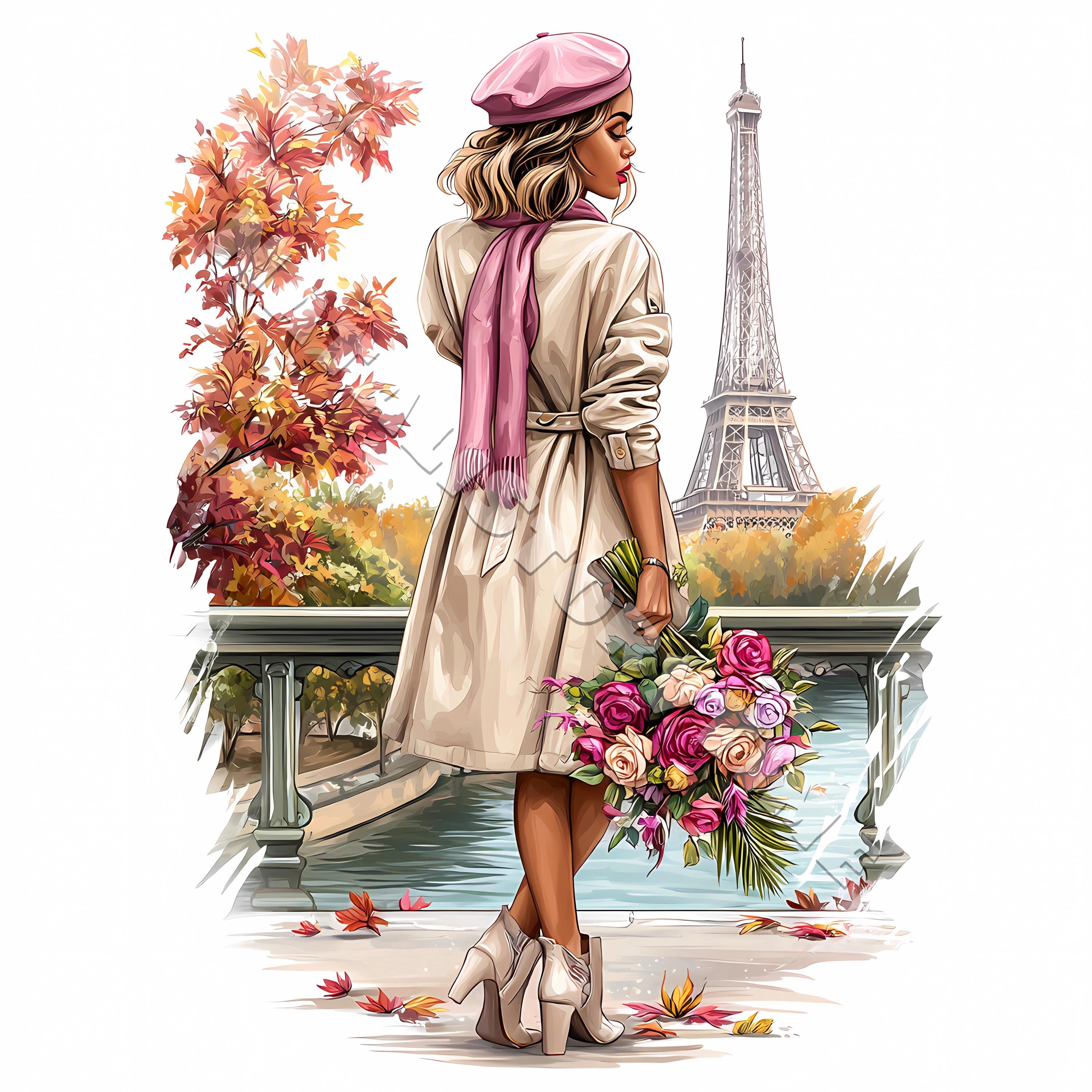 Fashion Paris Woman Clip Art Card Design 10 JPG Printable