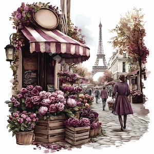 Paris Straße Eiffelturm Clip Art Kartendesign 10 JPG Printable Aquarell Hochwertiges Papercraft Junk Journal Digital Craft shabby chic