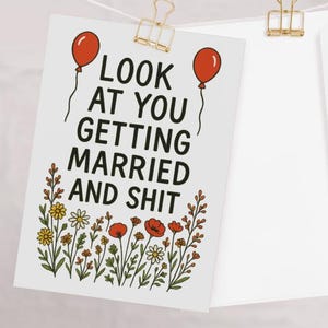 Carte de future mariée drôle - voeux nuptiales, fiançailles de mariage, enterrement de vie de jeune fille, carte de mariage humour pour la mariée
