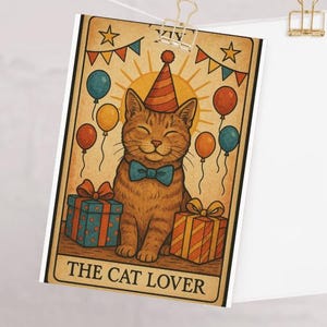 the cat lover Birthday Card - Cute Cat Lover Greeting Card, Funny Pet Birthday Wishes, Handmade Animal Birthday Invitation