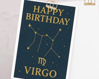 virgo Birthday Card Funny Humour Greeting Card for Partner, Friend & Valentine Love Star Sign Celebration