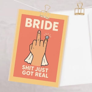 Cartão engraçado para noiva - Saudação para chá de panela, noivado, despedida de solteira, cartão de casamento engraçado para noiva