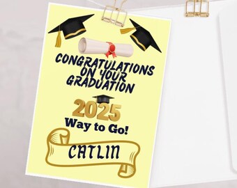 Customised Graduation Card  – Congratulations on Your Graduation Day, Personalized Grad Greeting Gift