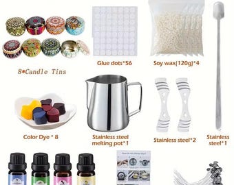 Complete DIY Candle Making Kit with Essential Oils - Handmade Beeswax & Soy Wax Set