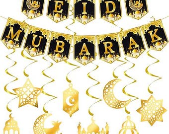 Complete Ramadan-decoratieset - Ramadan Mubarak-slinger, Eid